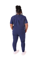 Women's Navy Blue V-Neck Tummy Control Scrubs