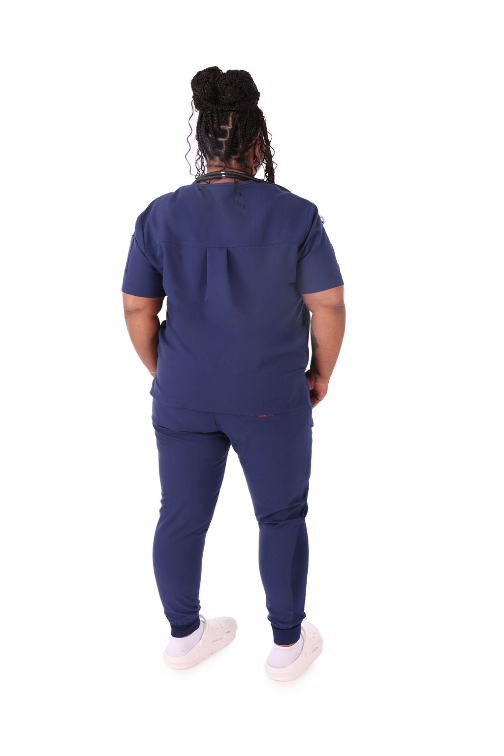 Women's Navy Blue V-Neck Tummy Control Scrubs