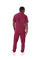 Men’s Wine V-Neck Classic Fit & Zipper Joggers