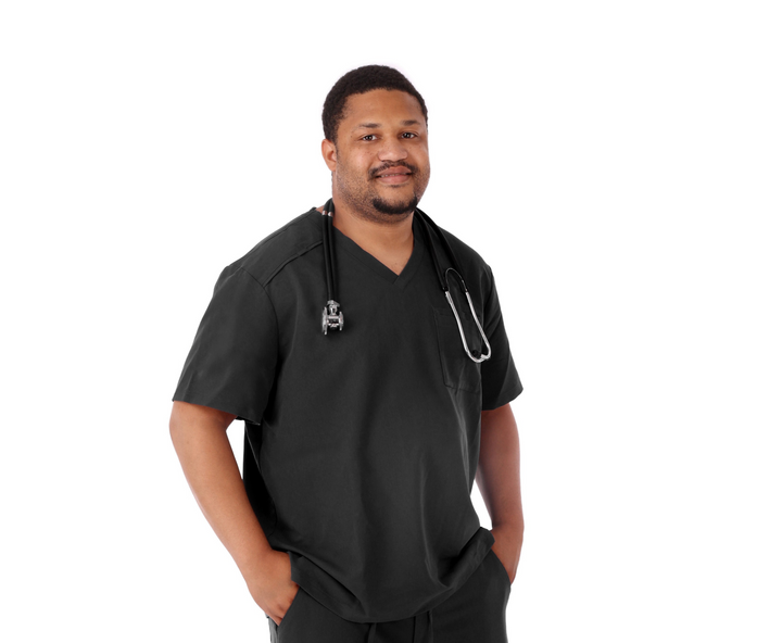 Men’s Black V-Neck Scrub Shirt