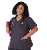 Women's Pewter V-Neck Tummy Control Scrubs