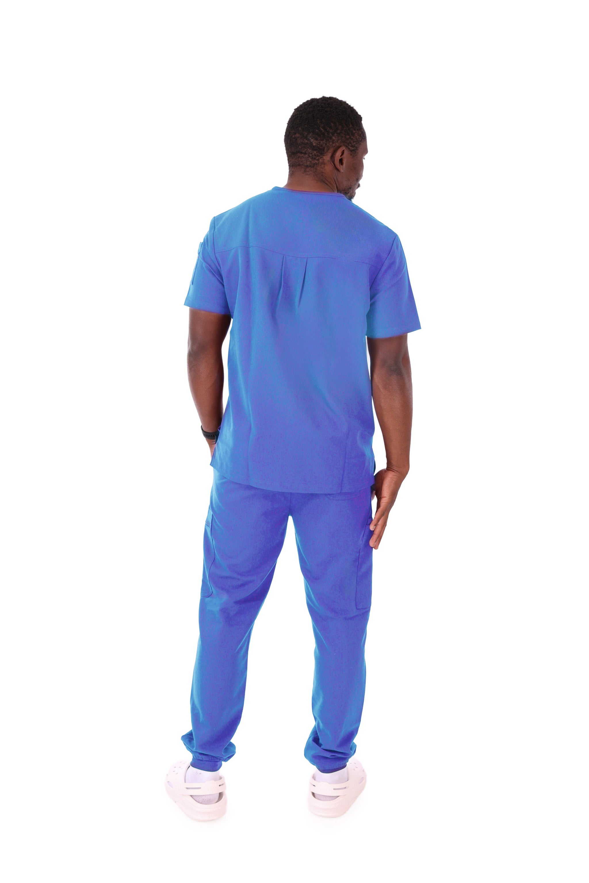 Men’s Ceil Blue V-Neck Classic Fit & Zipper Joggers