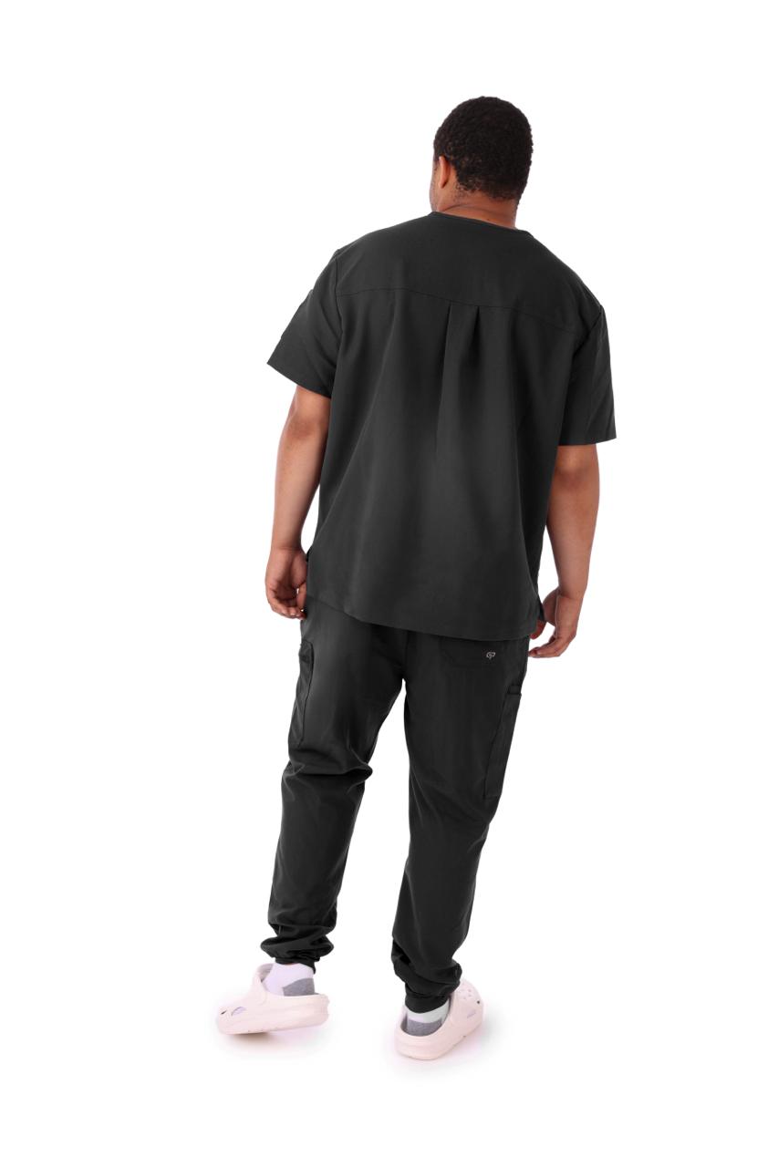 Men’s Black V-Neck Classic Fit & Zipper Joggers