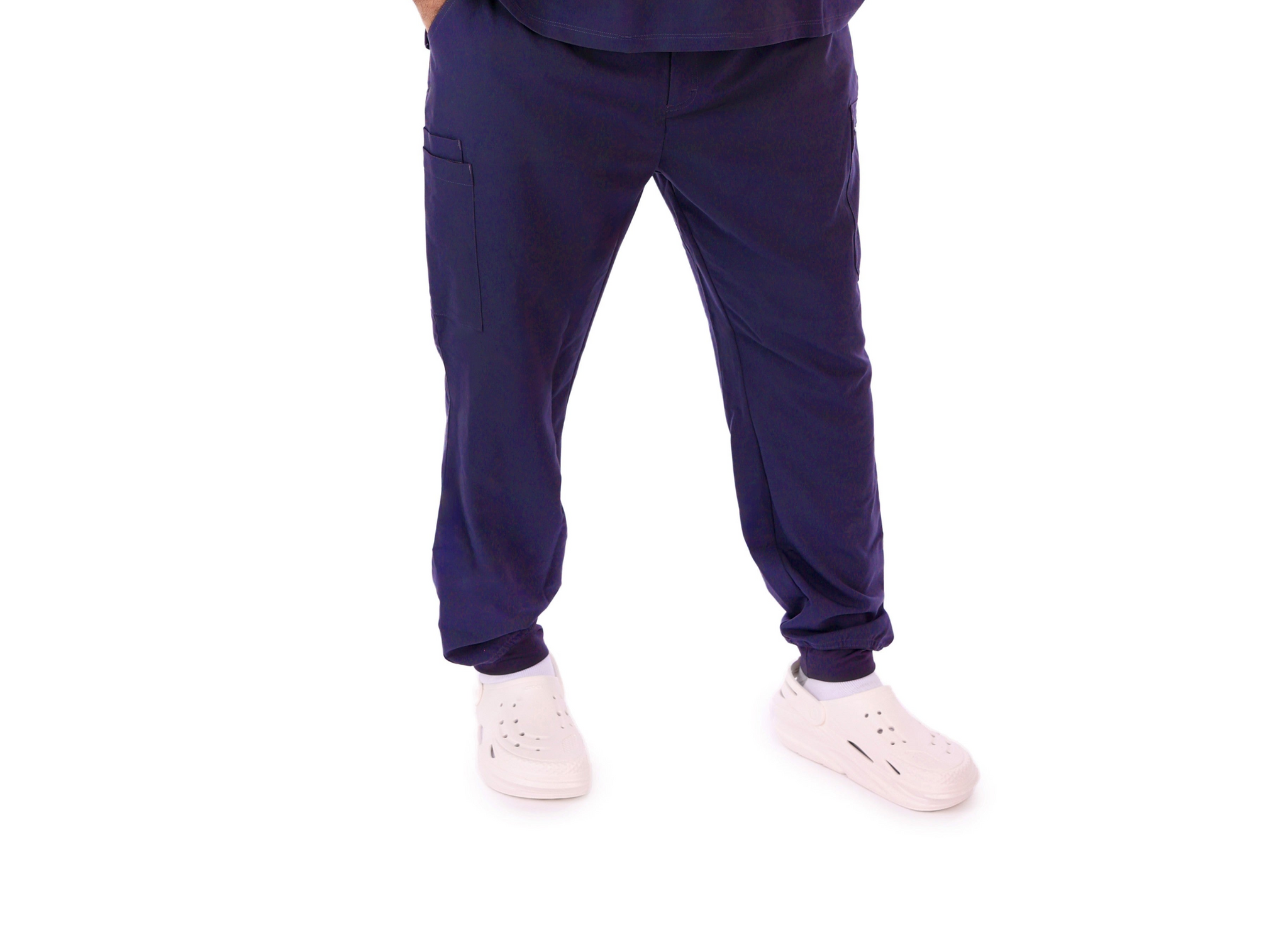 Men’s Navy Blue V-Neck Classic Fit & Zipper Joggers